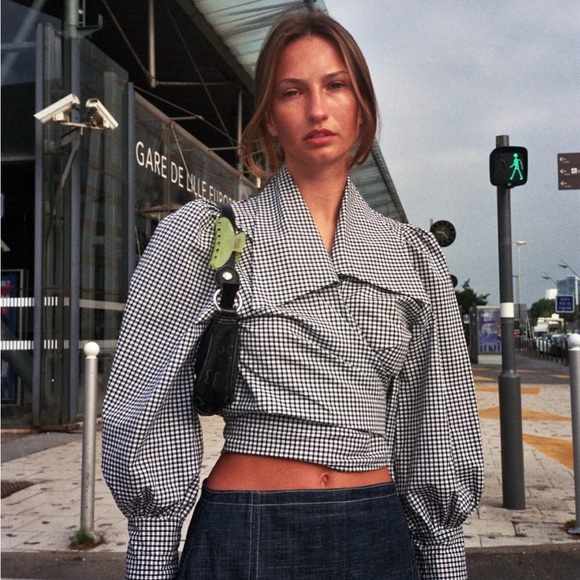 Maison Cleo - Julie - Black Gingham Blouse - Size 36 (S) - ASO Emily Ratajkowski - Picture 7 of 16